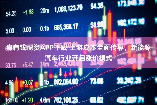 粤有钱配资APP下载 上游成本全面传导，新能源汽车行业开启涨价模式